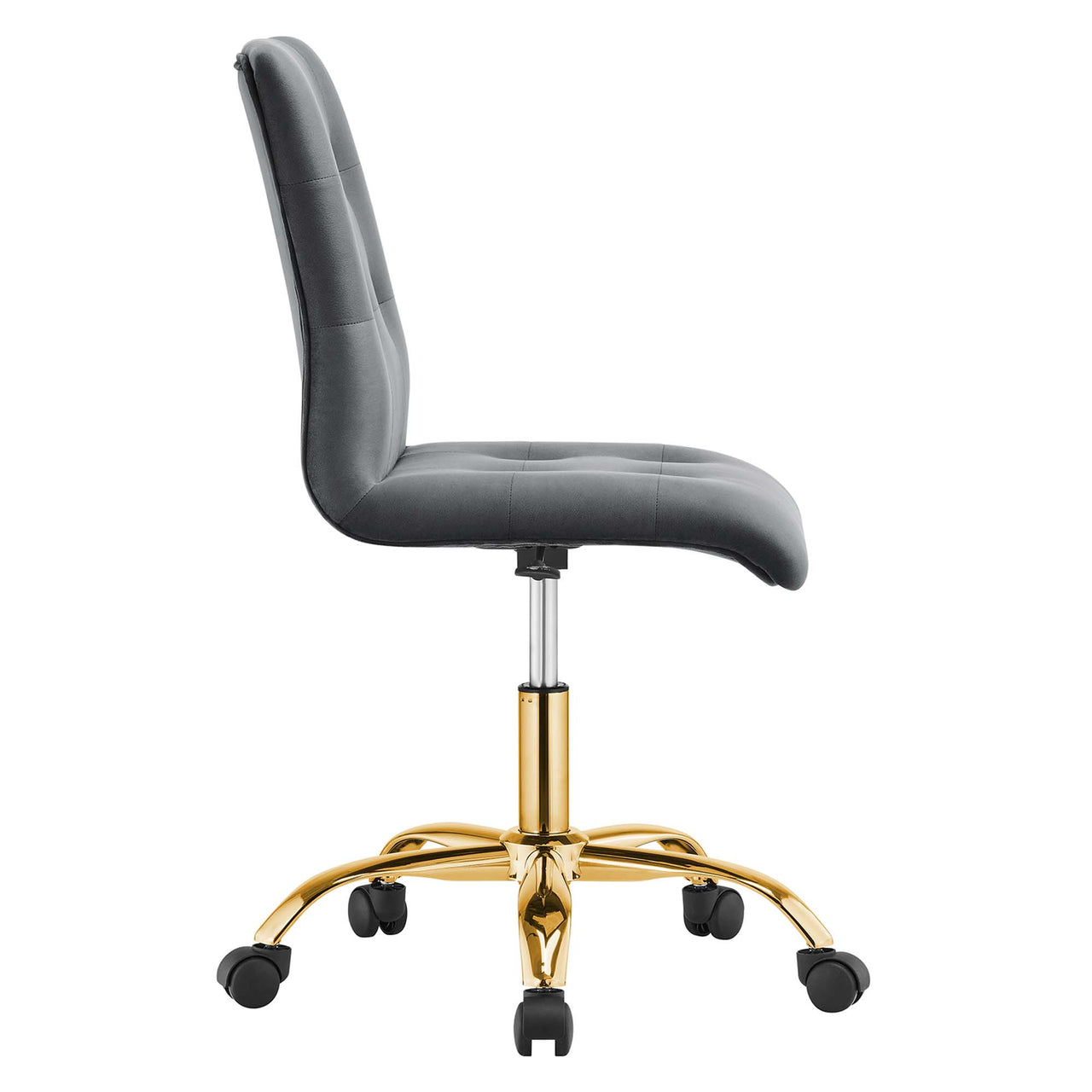 Quartz Armless Velvet Office Chair, Gold & Gray