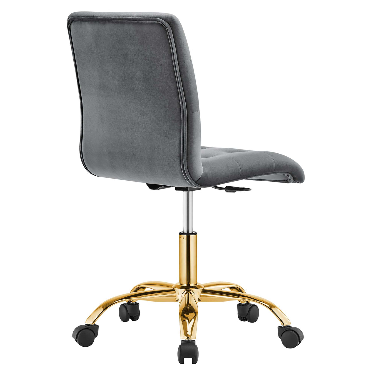 Quartz Armless Velvet Office Chair, Gold & Gray