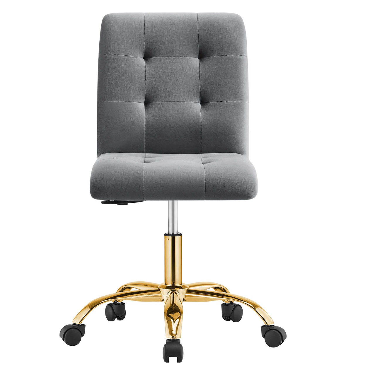 Quartz Armless Velvet Office Chair, Gold & Gray