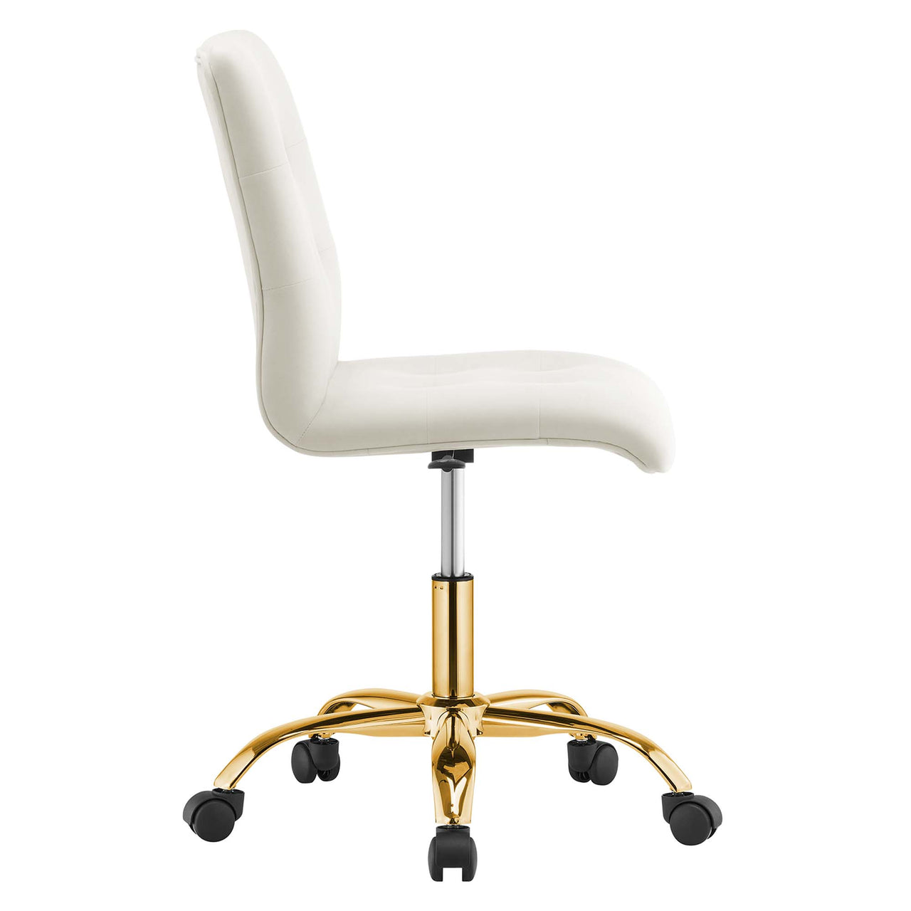 Quartz Armless Velvet Office Chair, Gold & Ivory