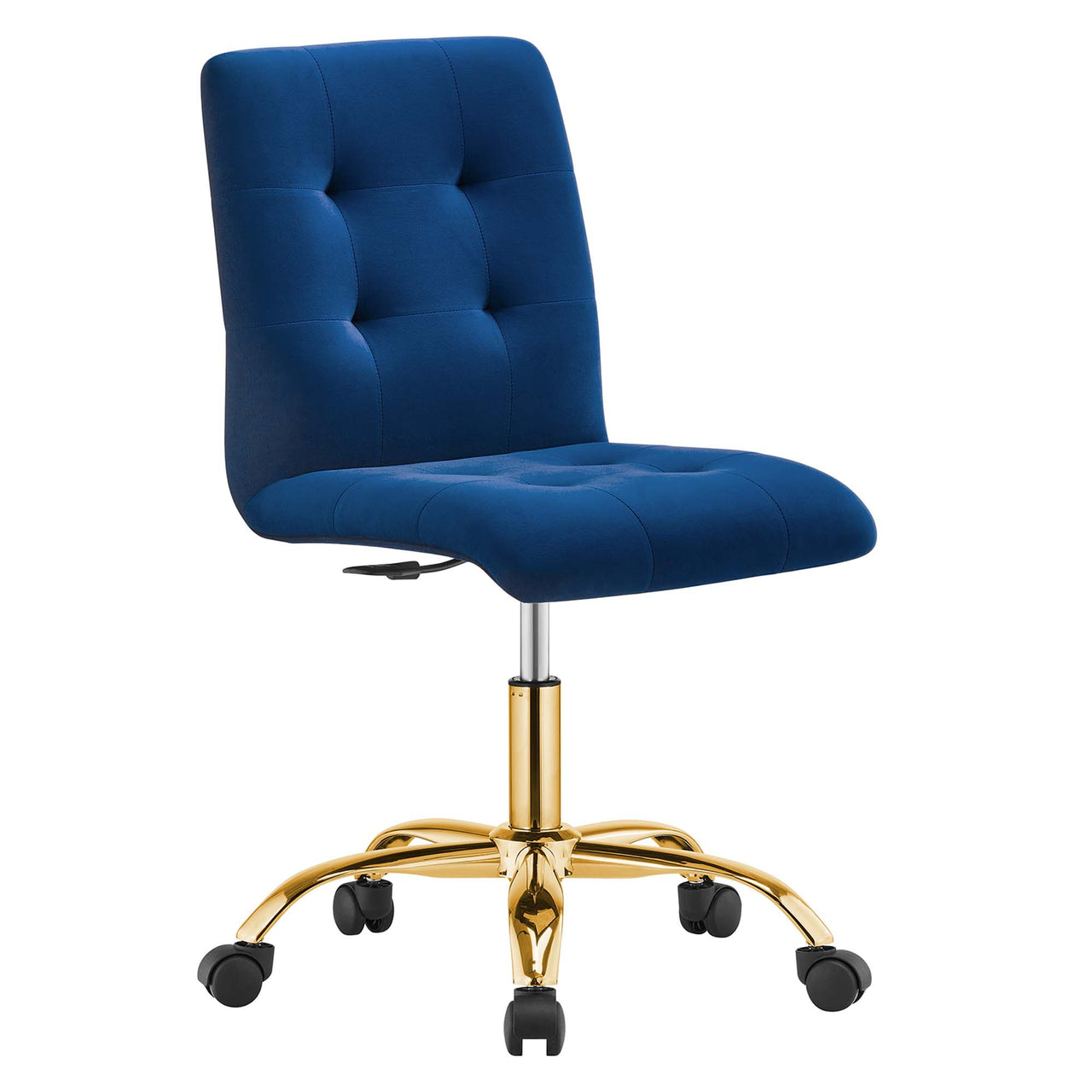 Quartz Armless Velvet Office Chair, Gold & Navy