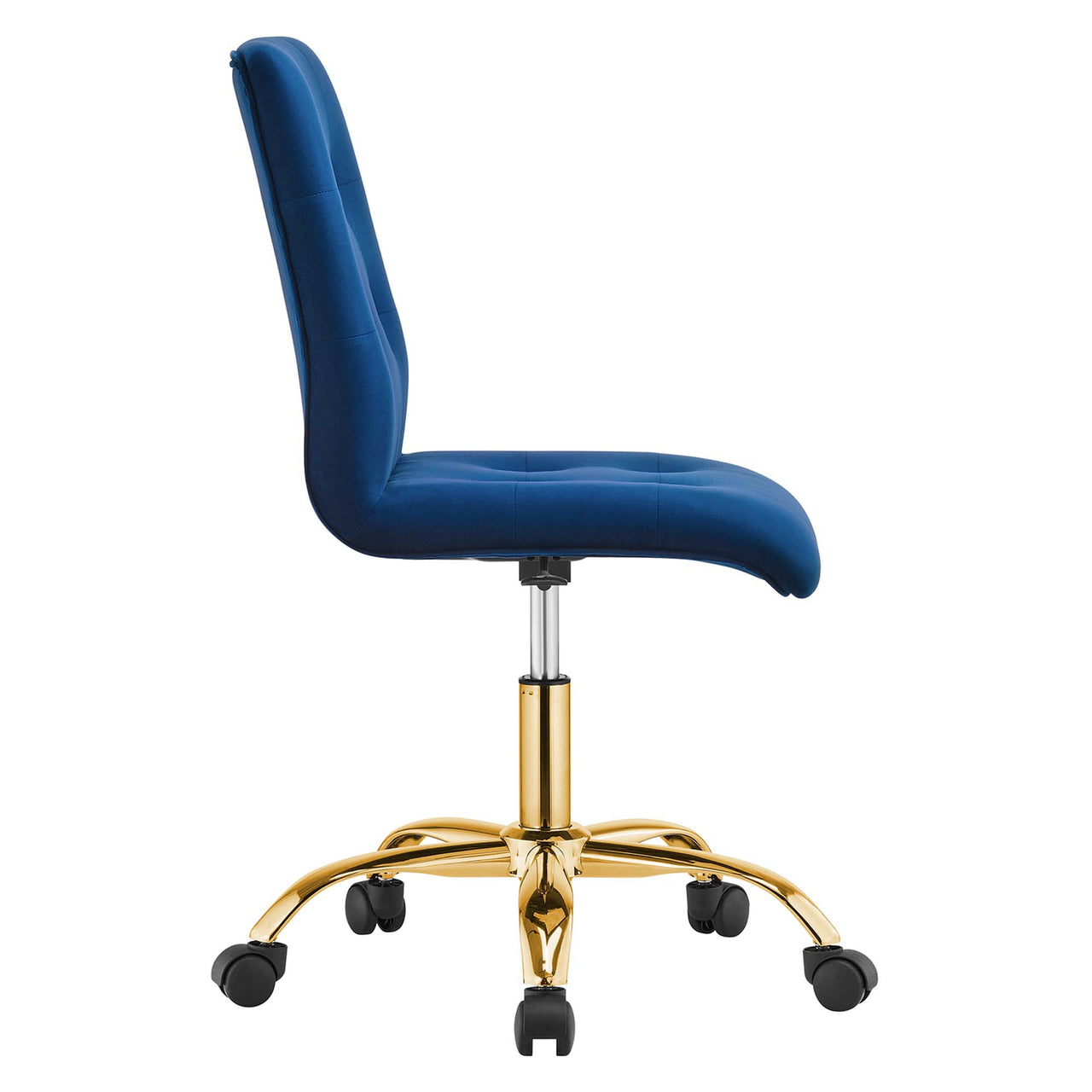 Quartz Armless Velvet Office Chair, Gold & Navy