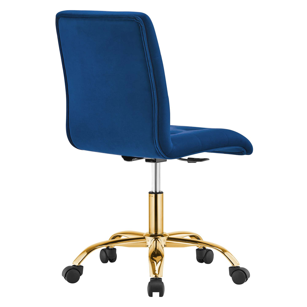 Quartz Armless Velvet Office Chair, Gold & Navy