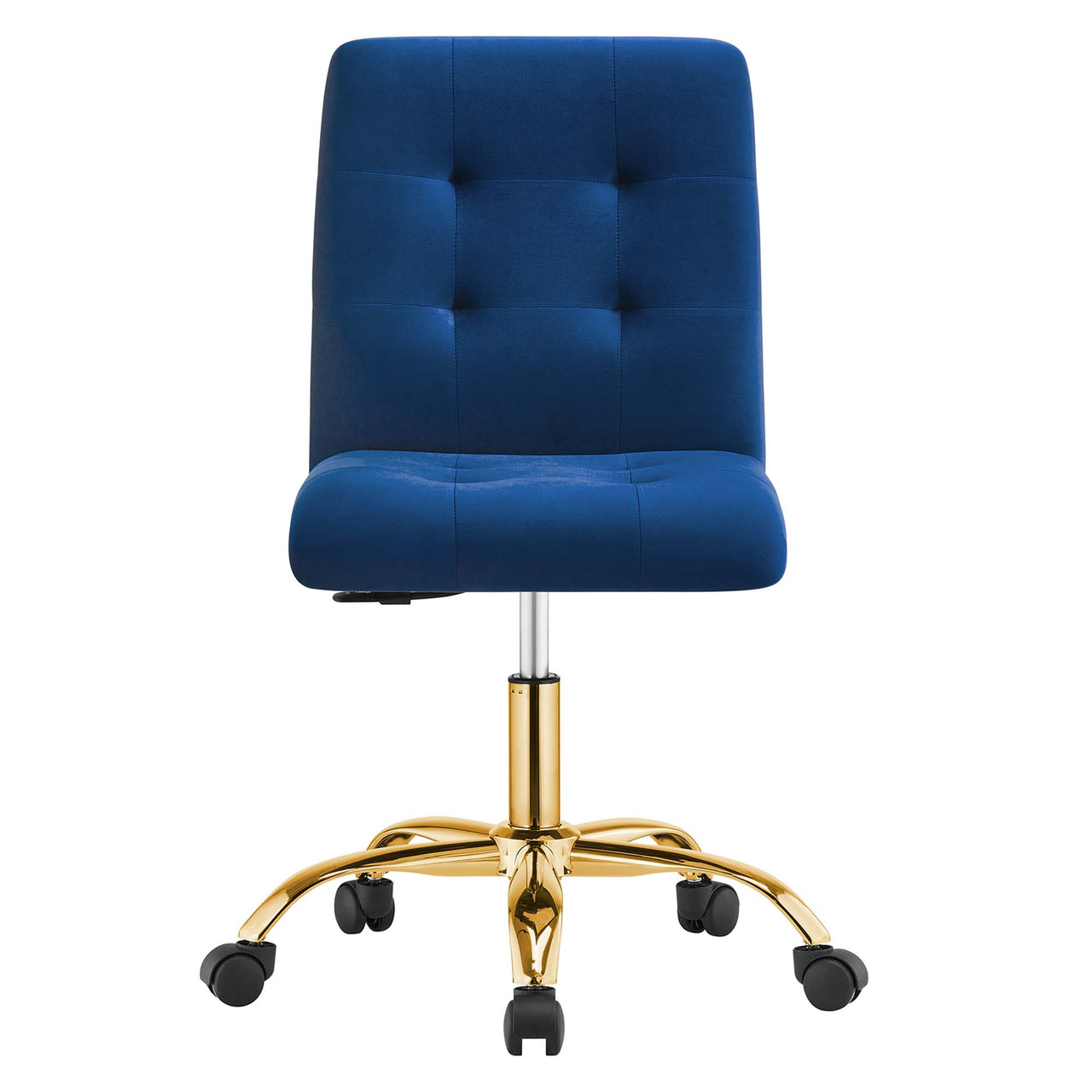 Quartz Armless Velvet Office Chair, Gold & Navy