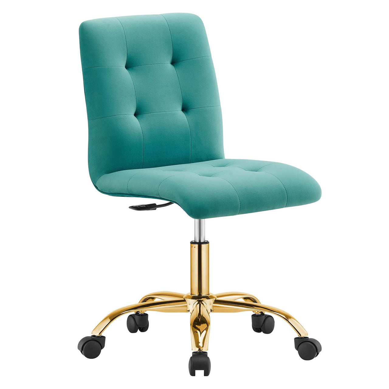 Quartz Armless Velvet Office Chair, Gold & Teal