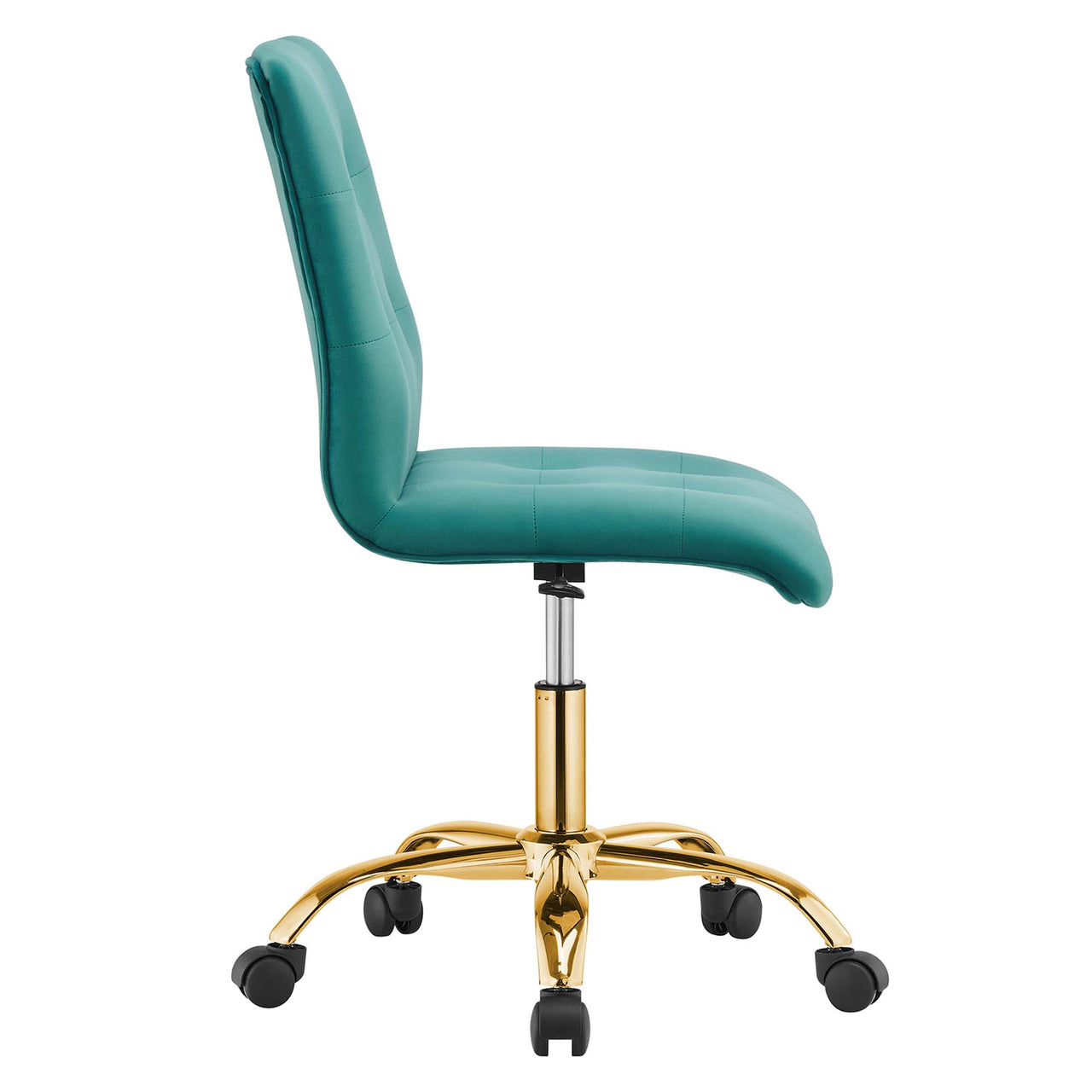 Quartz Armless Velvet Office Chair, Gold & Teal
