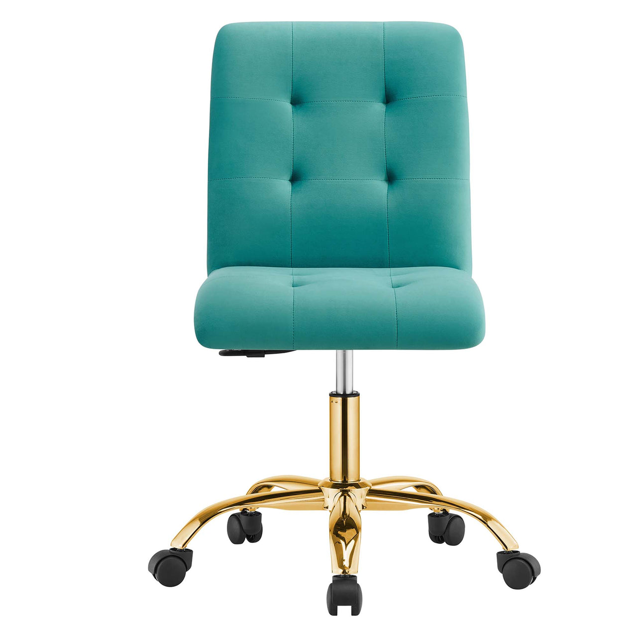 Quartz Armless Velvet Office Chair, Gold & Teal
