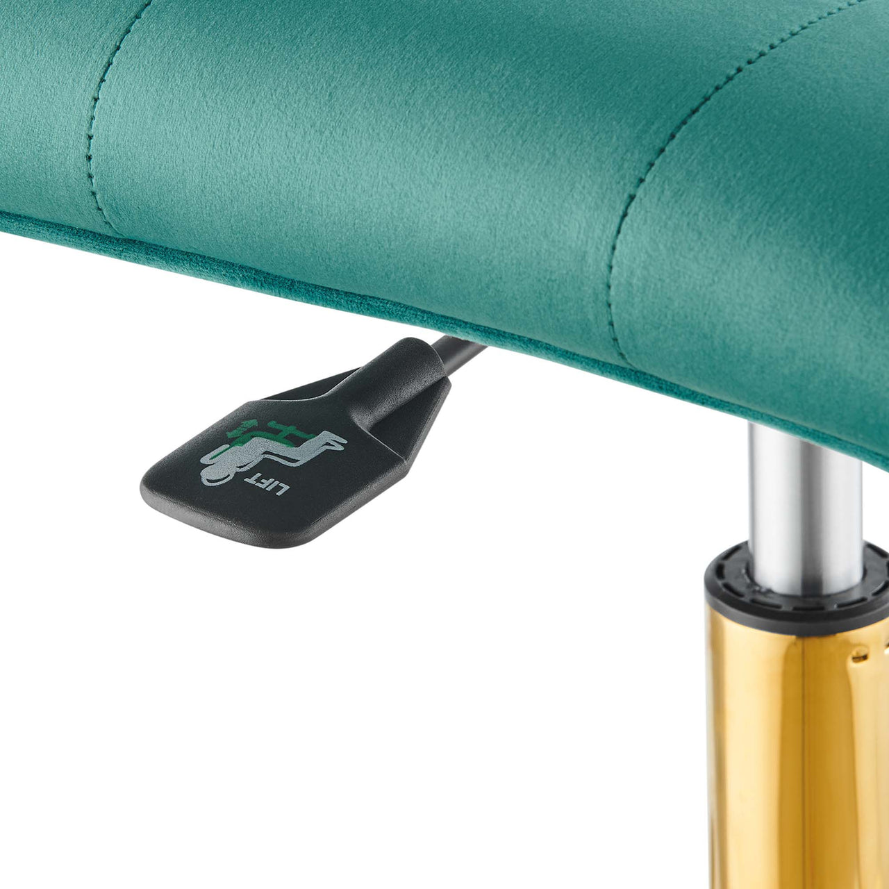 Quartz Armless Velvet Office Chair, Gold & Teal