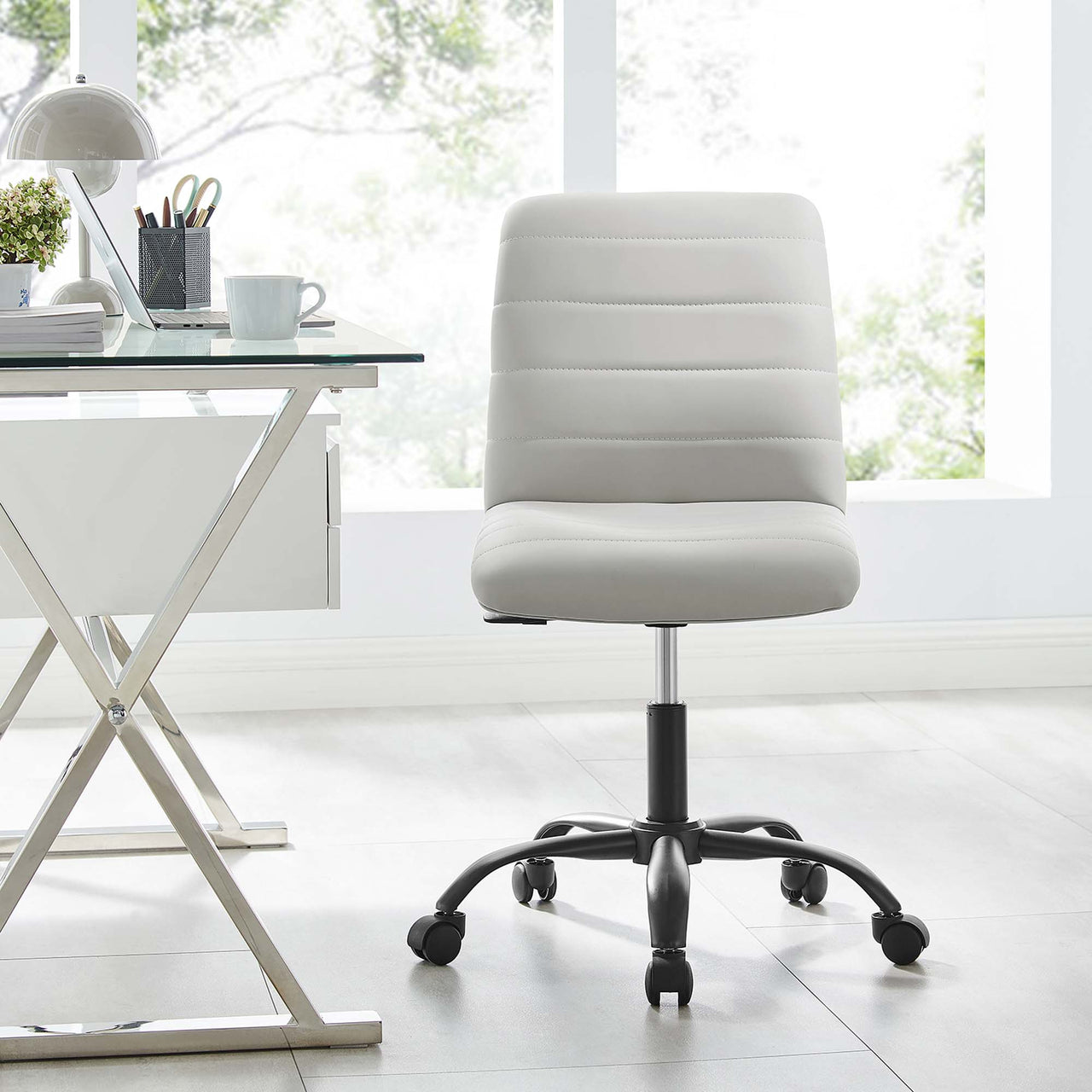 Drift Armless Eco-Leather Office Chair, Black & Light Gray