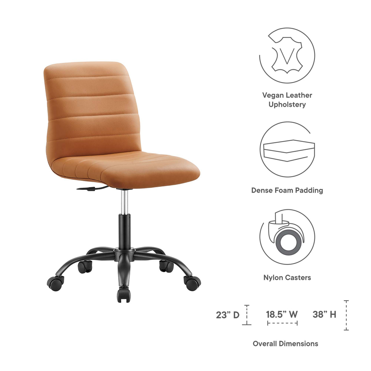 Drift Armless Eco-Leather Office Chair, Black & Tan