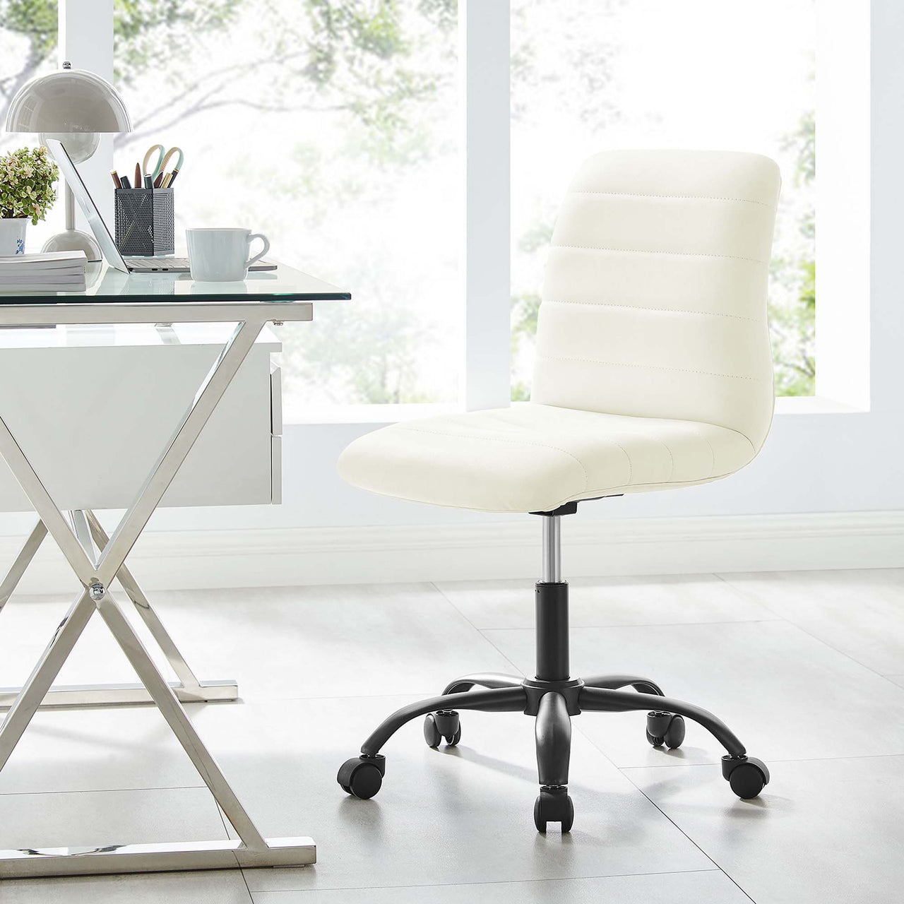 Drift Armless Eco-Leather Office Chair, Black & White