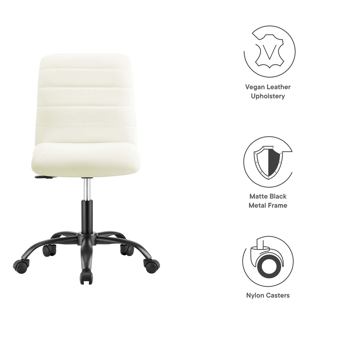 Drift Armless Eco-Leather Office Chair, Black & White