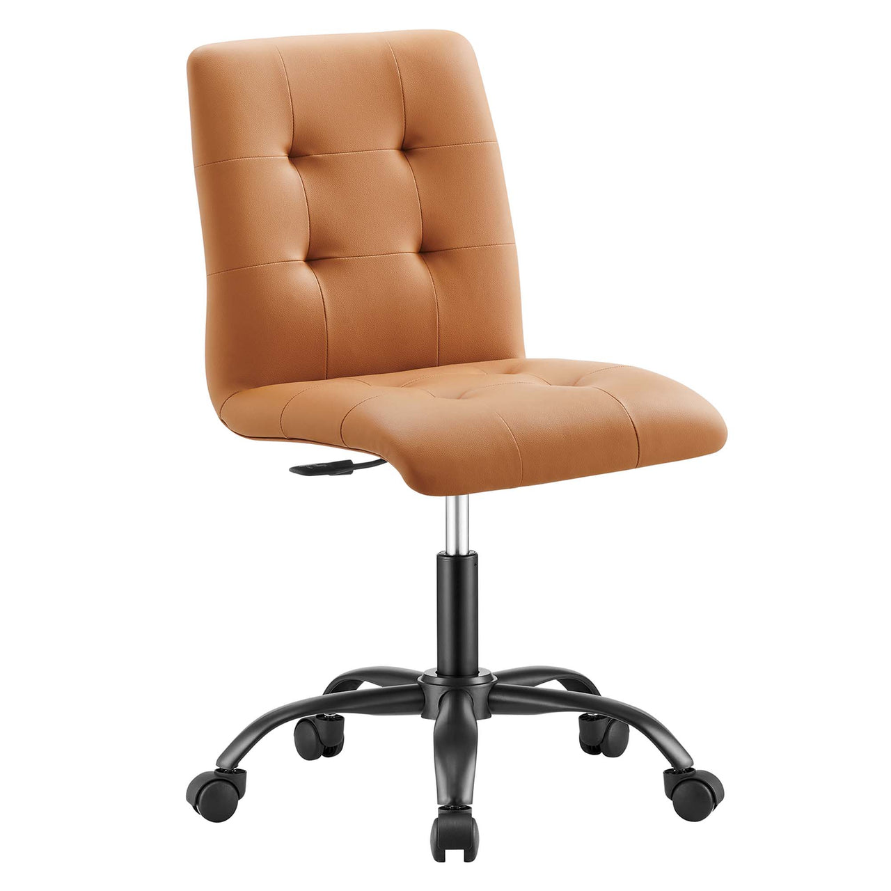 Quartz Armless Eco-Leather Office Chair, Black & Tan