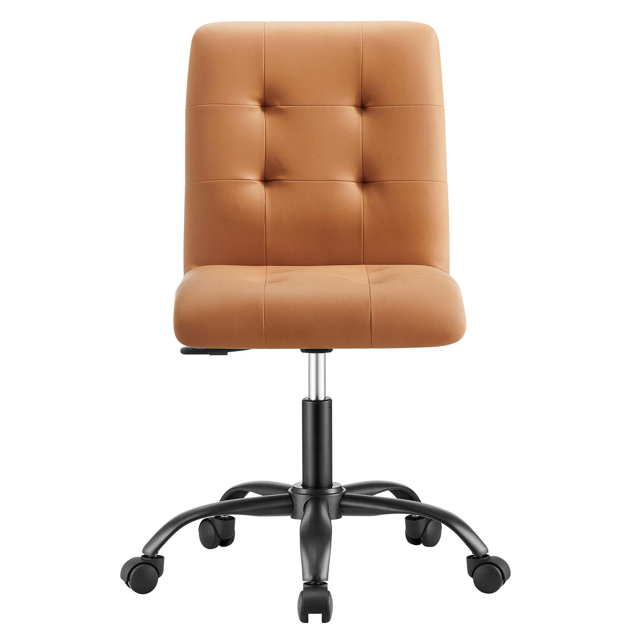 Quartz Armless Eco-Leather Office Chair, Black & Tan