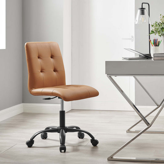 Quartz Armless Eco-Leather Office Chair, Black & Tan