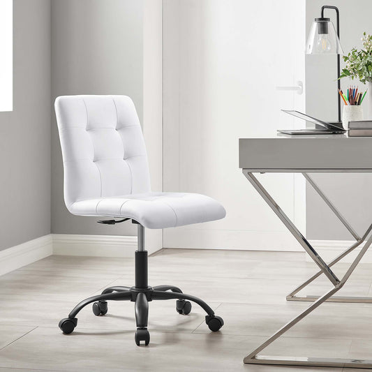 Quartz Armless Eco-Leather Office Chair, Black & White
