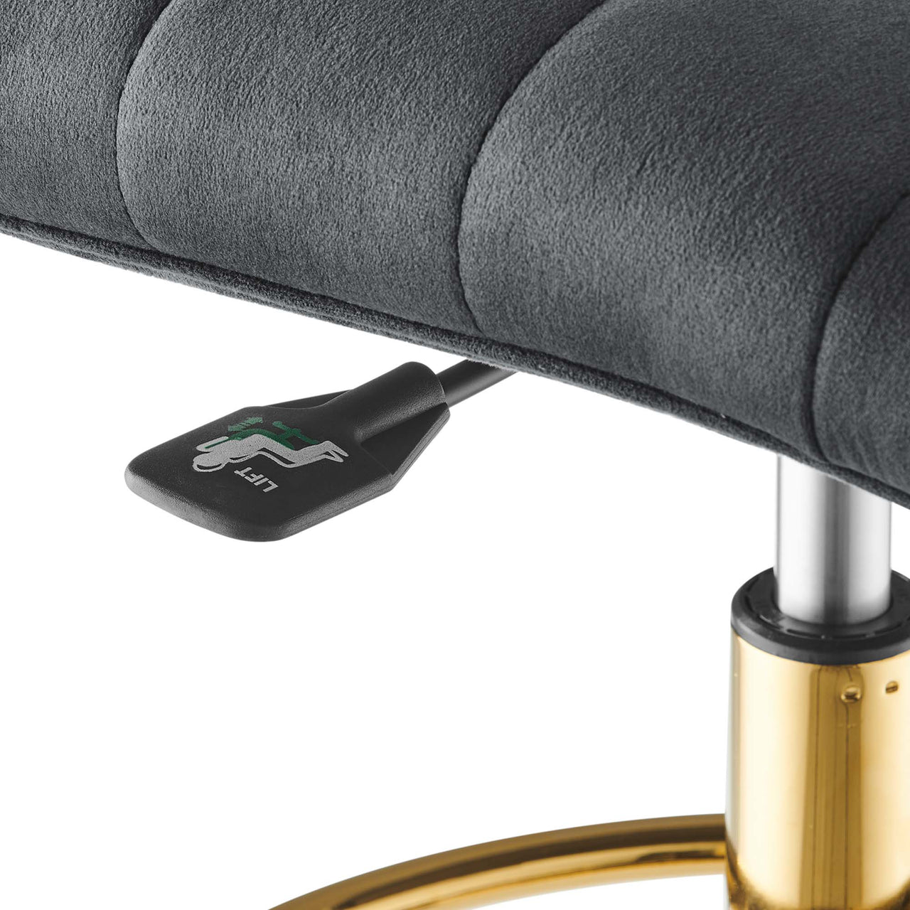 Drift Armless Velvet Drafting Chair, Gold & Gray