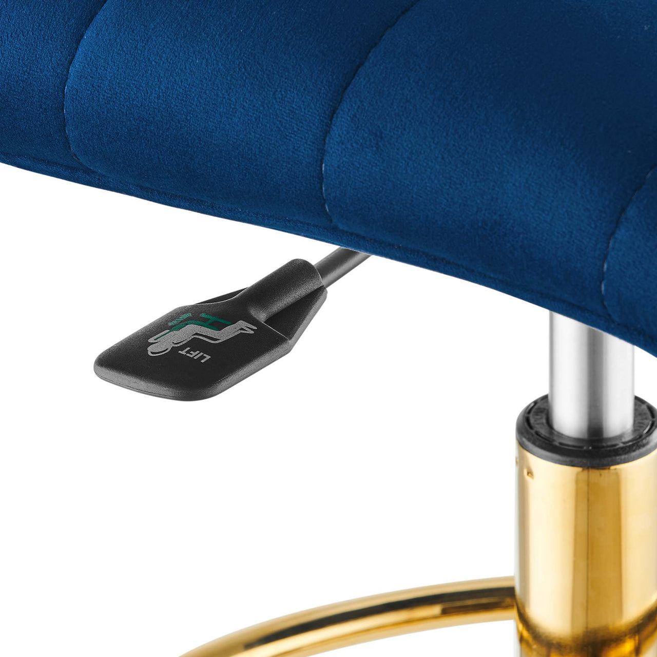 Drift Armless Velvet Drafting Chair, Gold & Navy