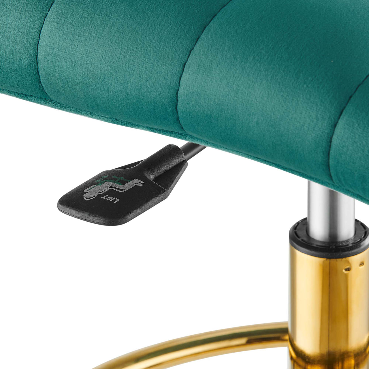 Drift Armless Velvet Drafting Chair, Gold & Teal