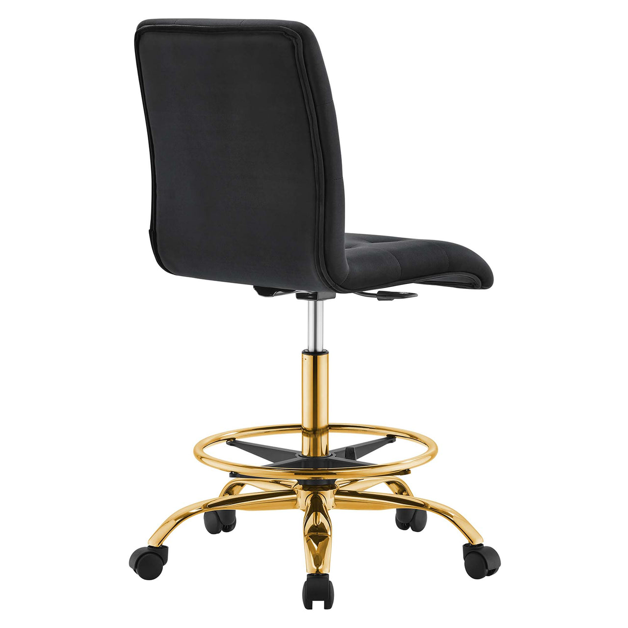 Quartz Armless Velvet Drafting Chair, Gold & Black