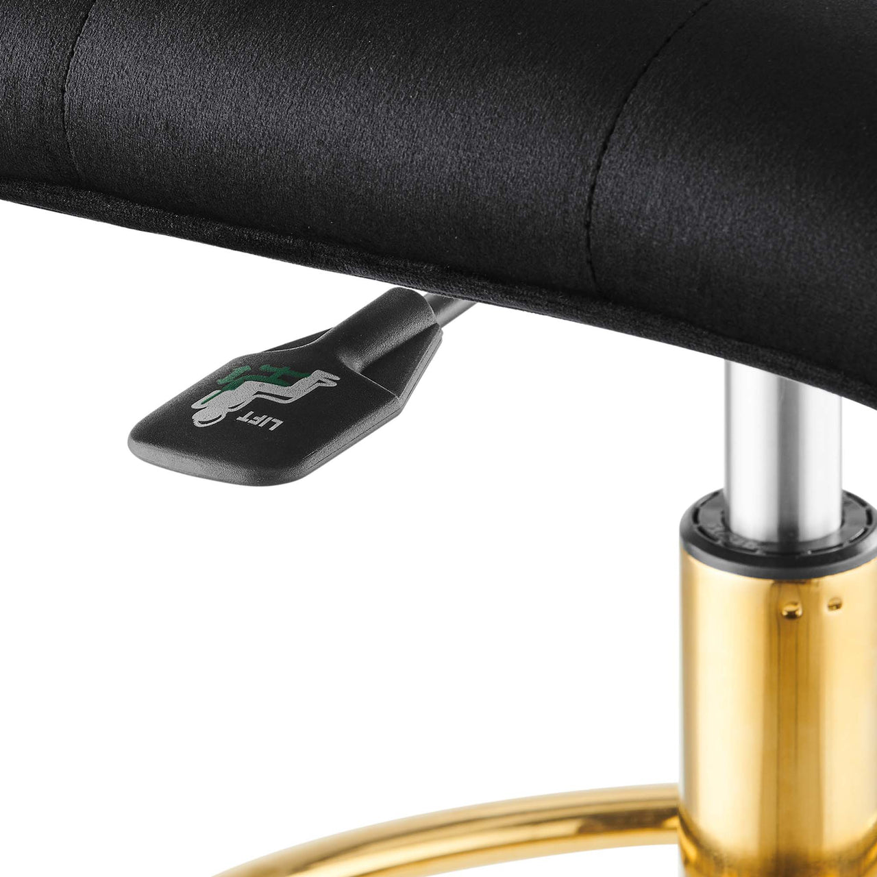 Quartz Armless Velvet Drafting Chair, Gold & Black