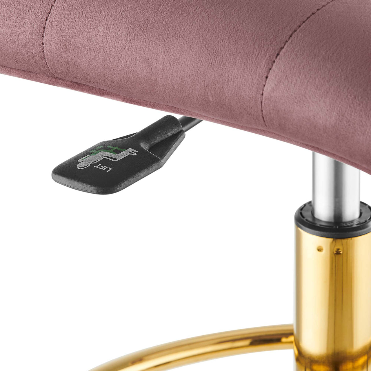 Quartz Armless Velvet Drafting Chair, Gold & Dusty Rose