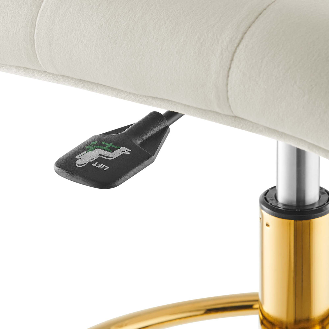 Quartz Armless Velvet Drafting Chair, Gold & Ivory