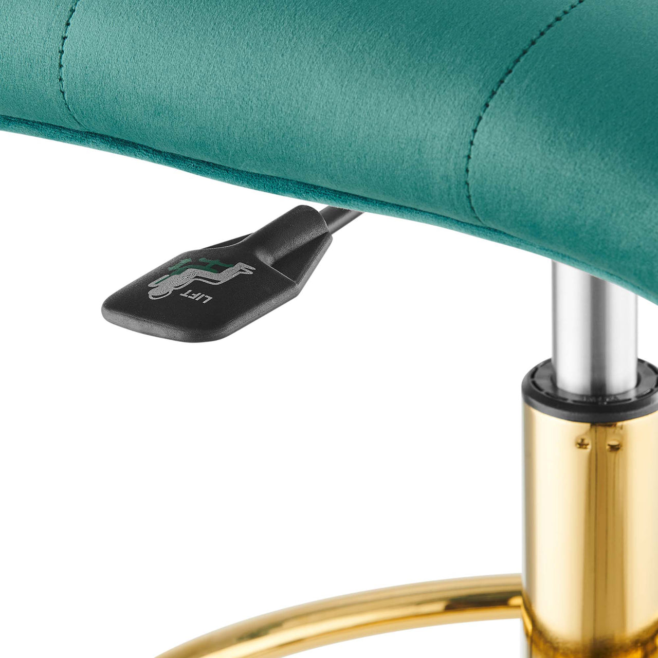 Quartz Armless Velvet Drafting Chair, Gold & Teal