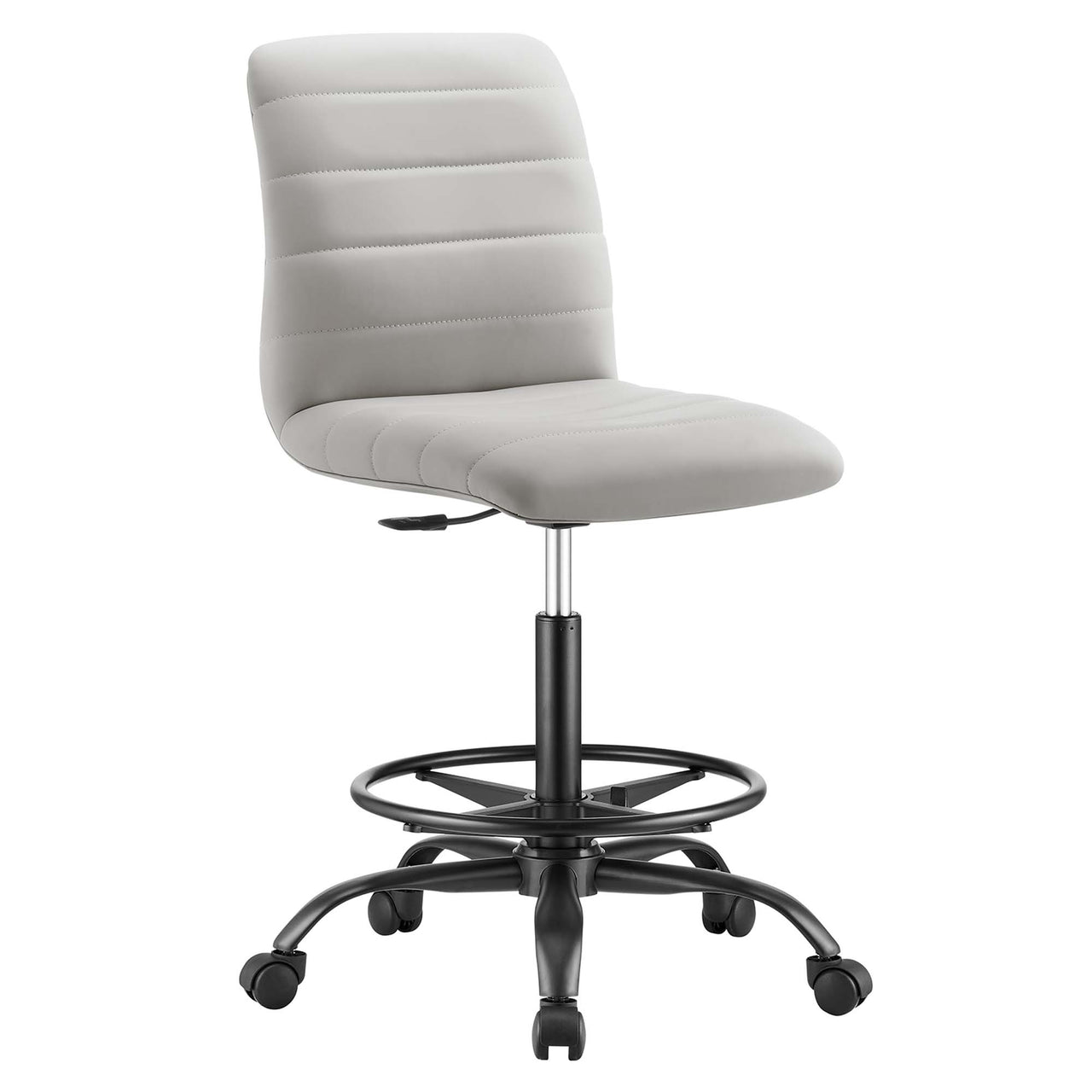 Drift Armless Eco-Leather Drafting Chair, Black & Light Gray