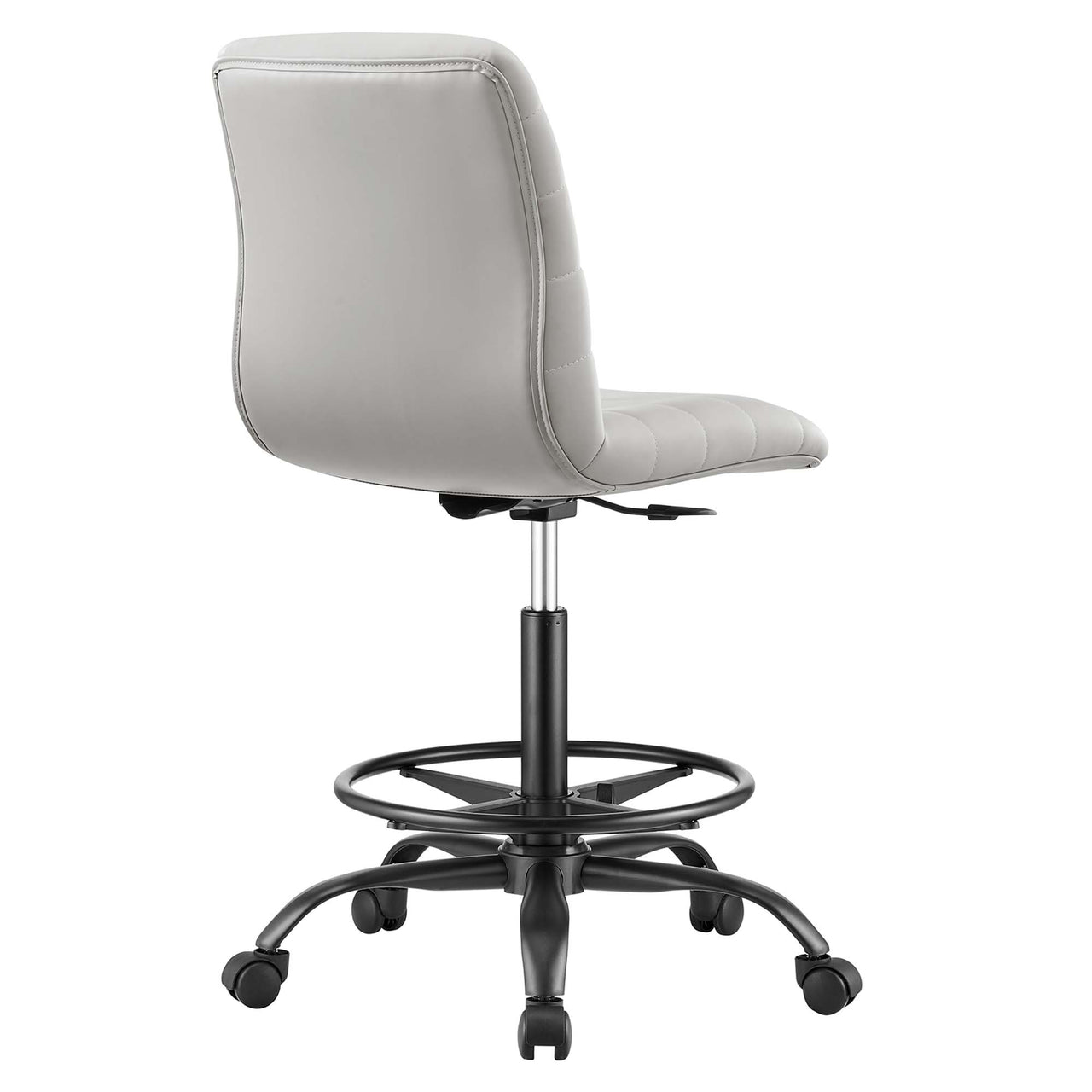 Drift Armless Eco-Leather Drafting Chair, Black & Light Gray