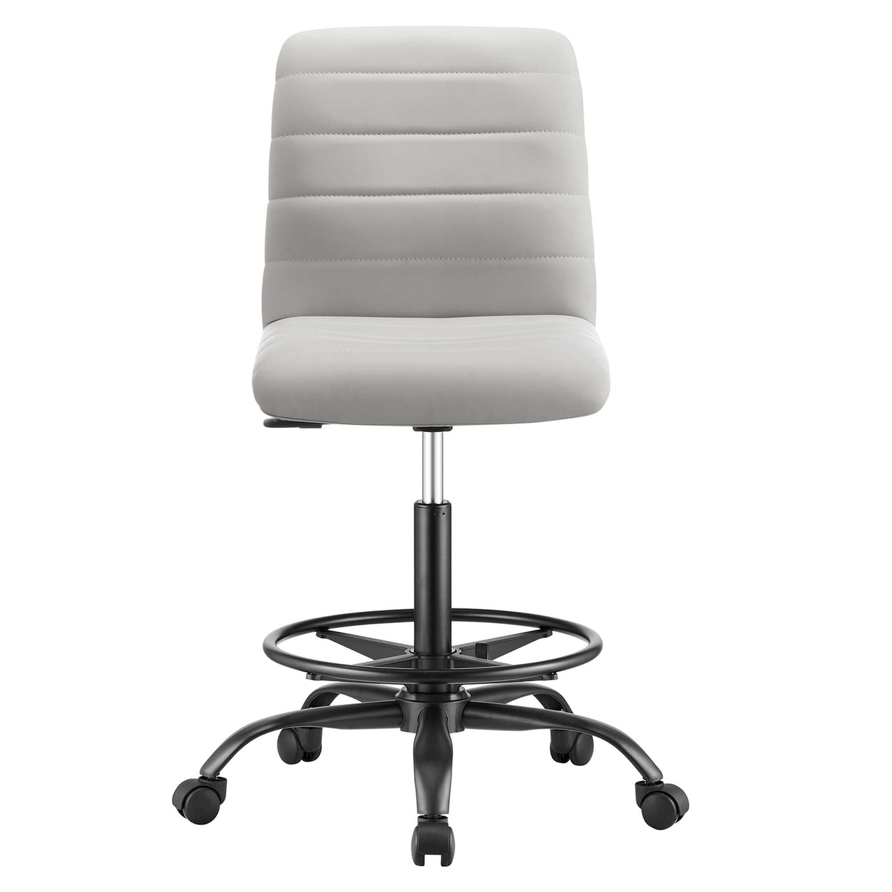 Drift Armless Eco-Leather Drafting Chair, Black & Light Gray