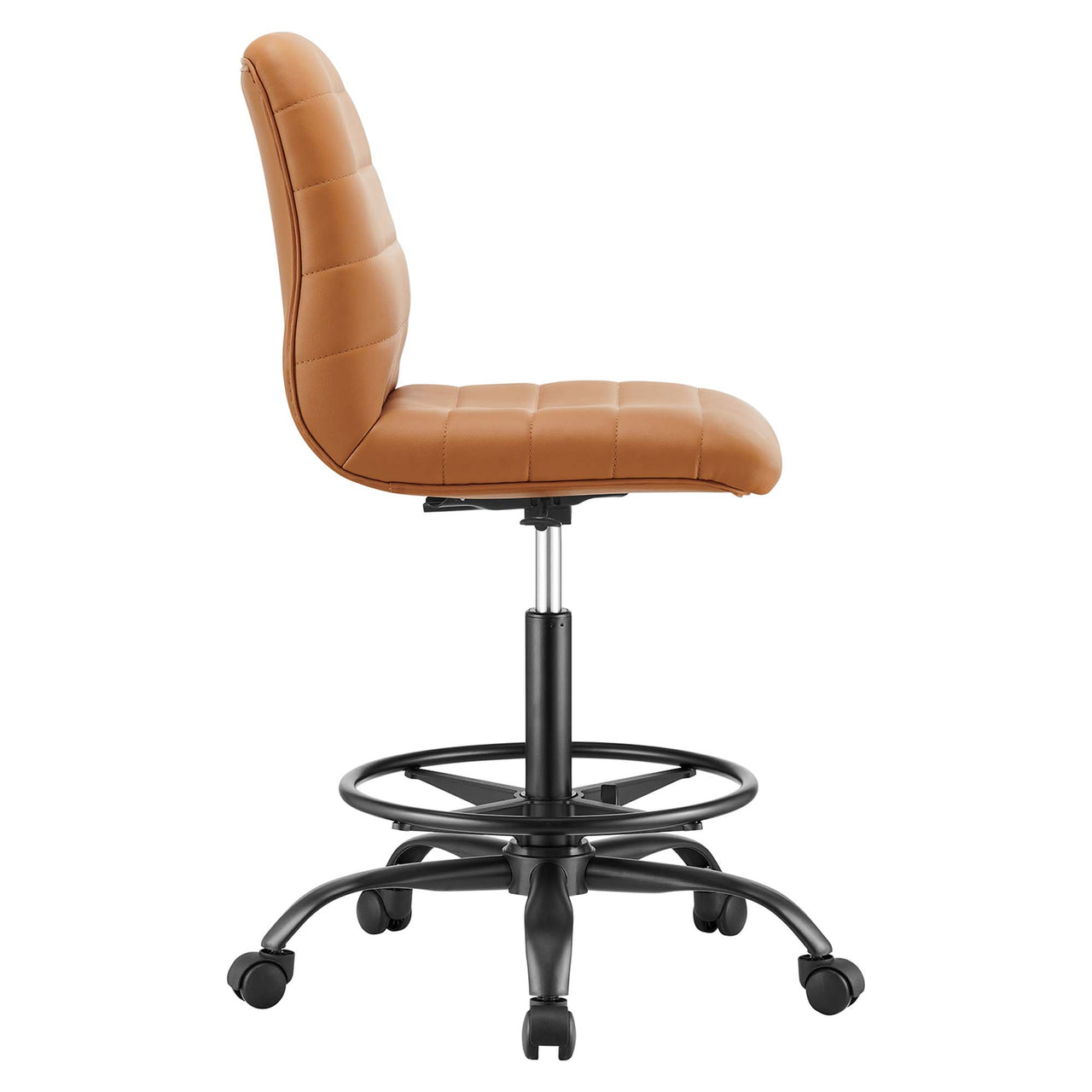 Drift Armless Eco-Leather Drafting Chair, Black & Tan