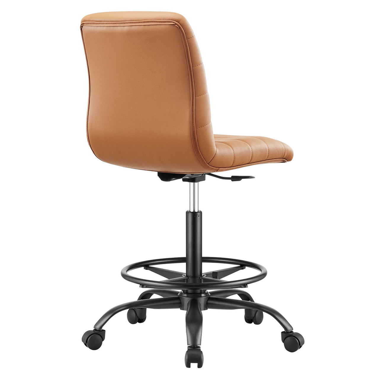 Drift Armless Eco-Leather Drafting Chair, Black & Tan