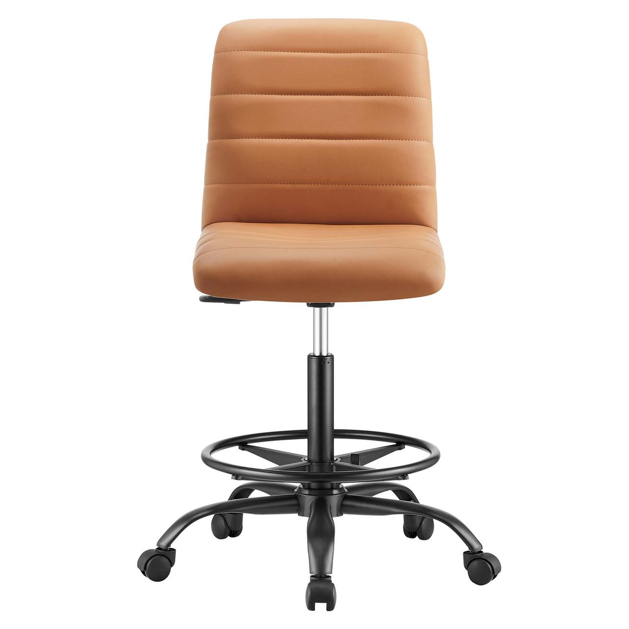 Drift Armless Eco-Leather Drafting Chair, Black & Tan