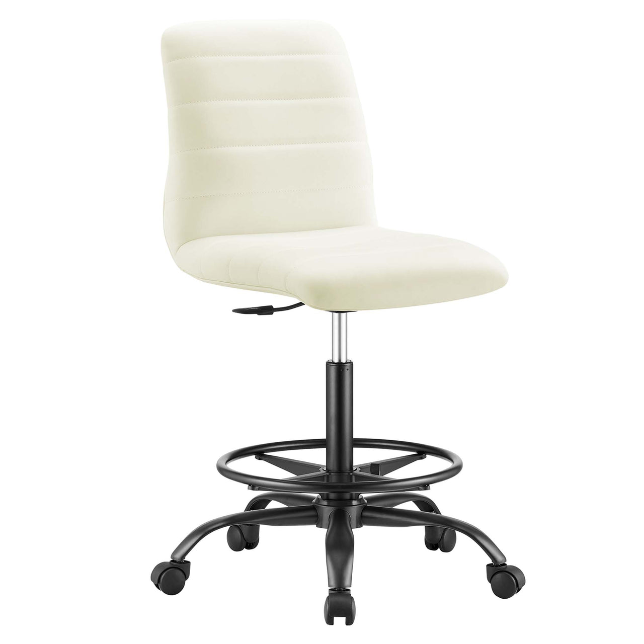 Drift Armless Eco-Leather Drafting Chair, Black & White