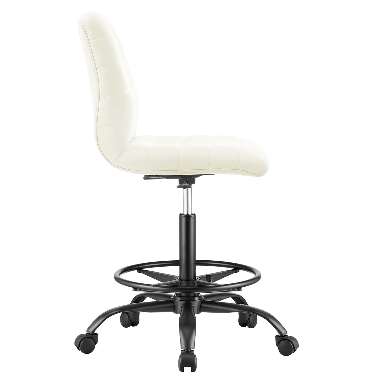 Drift Armless Eco-Leather Drafting Chair, Black & White