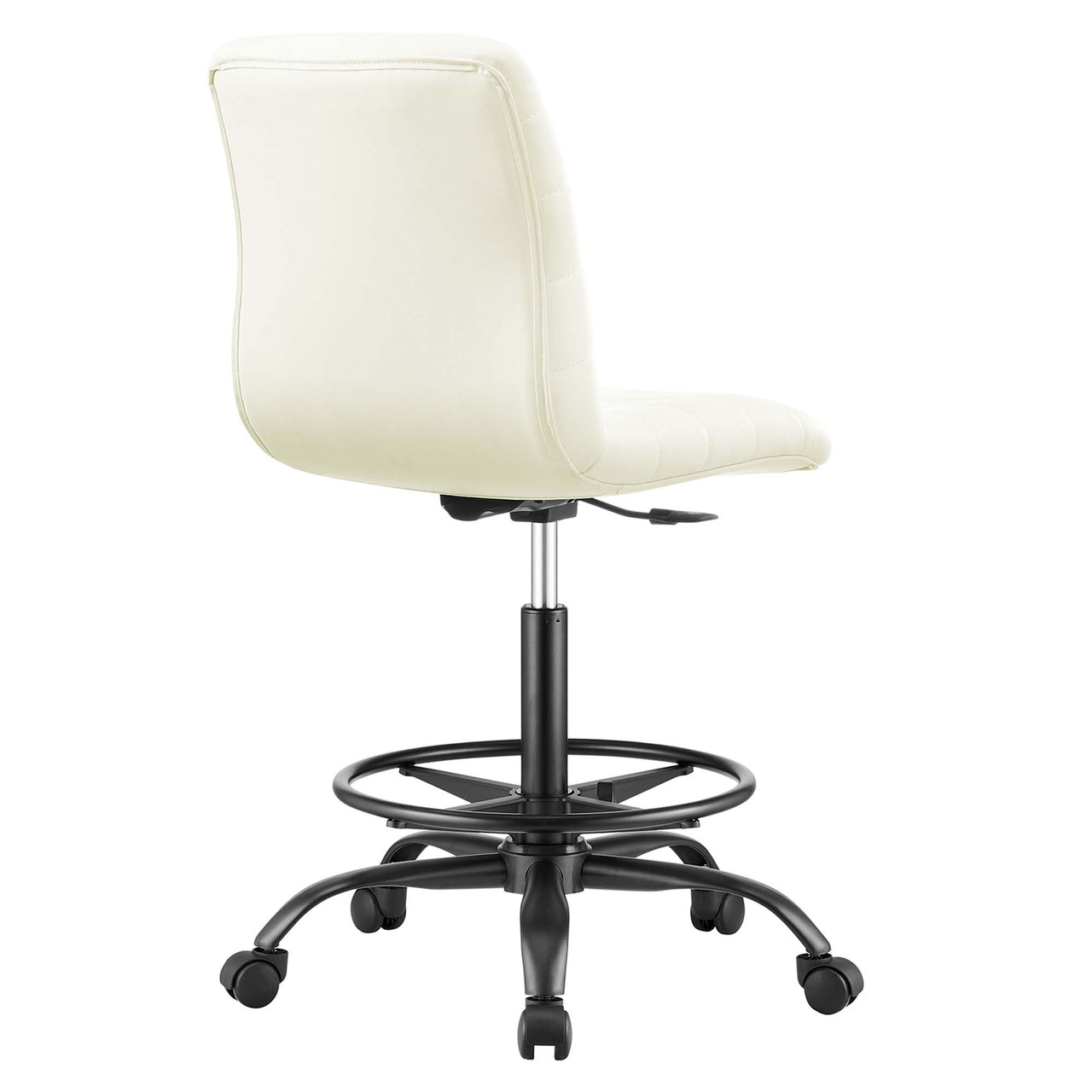 Drift Armless Eco-Leather Drafting Chair, Black & White