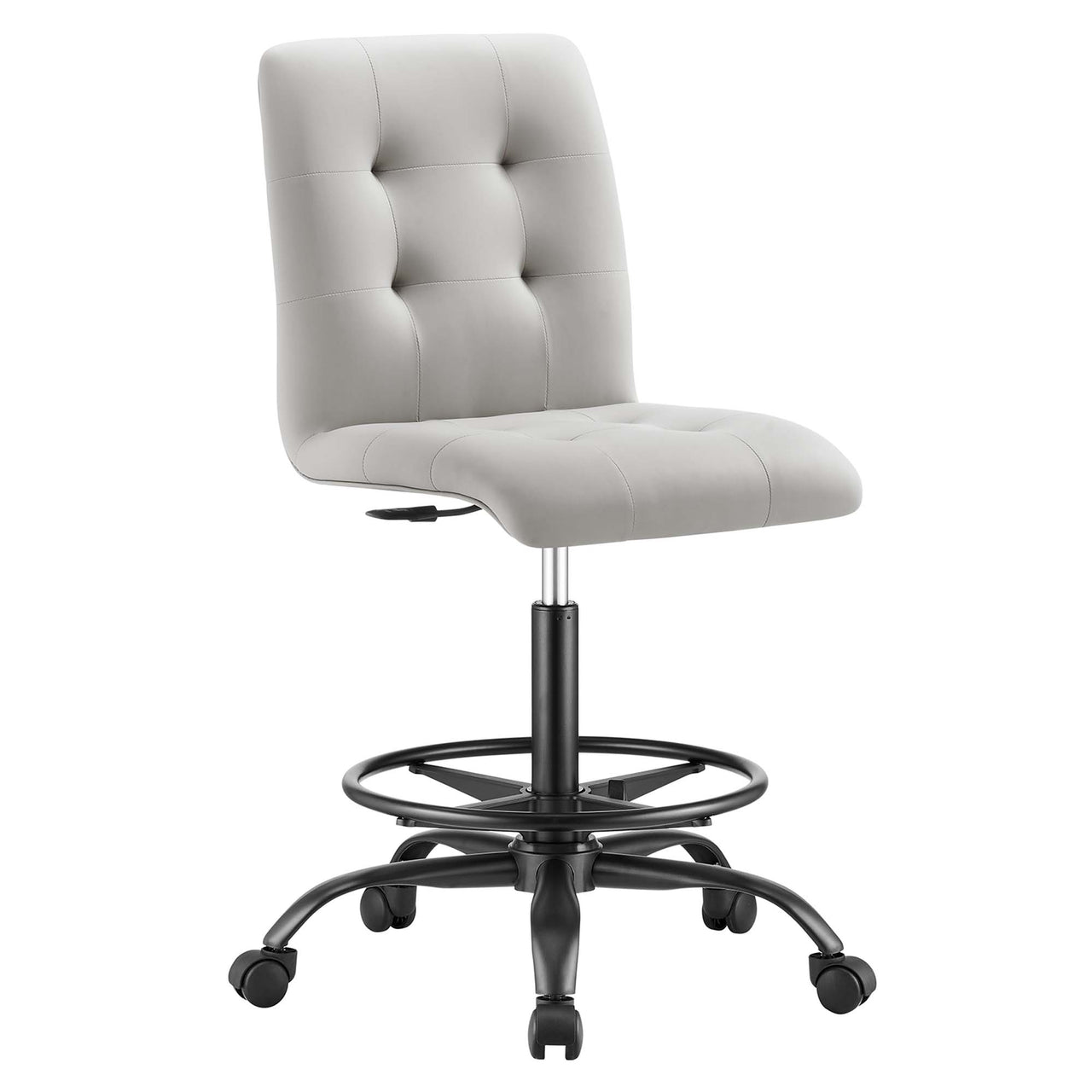 Quartz Armless Eco-Leather Drafting Chair, Black & Light Gray