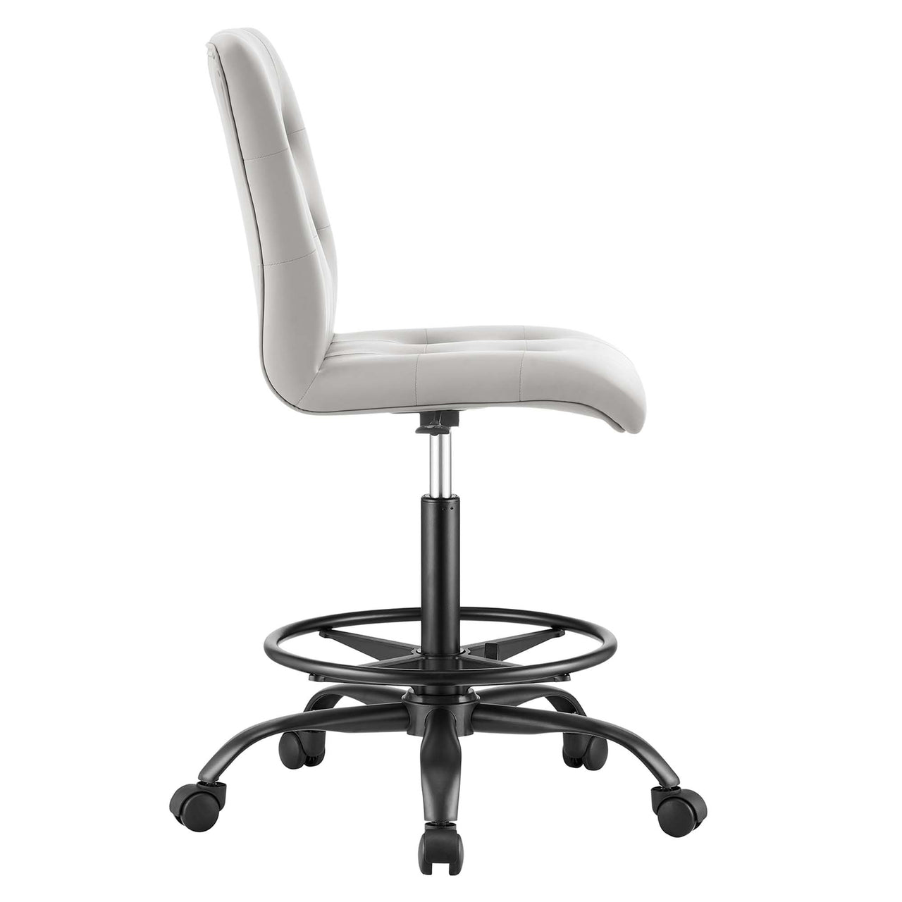 Quartz Armless Eco-Leather Drafting Chair, Black & Light Gray