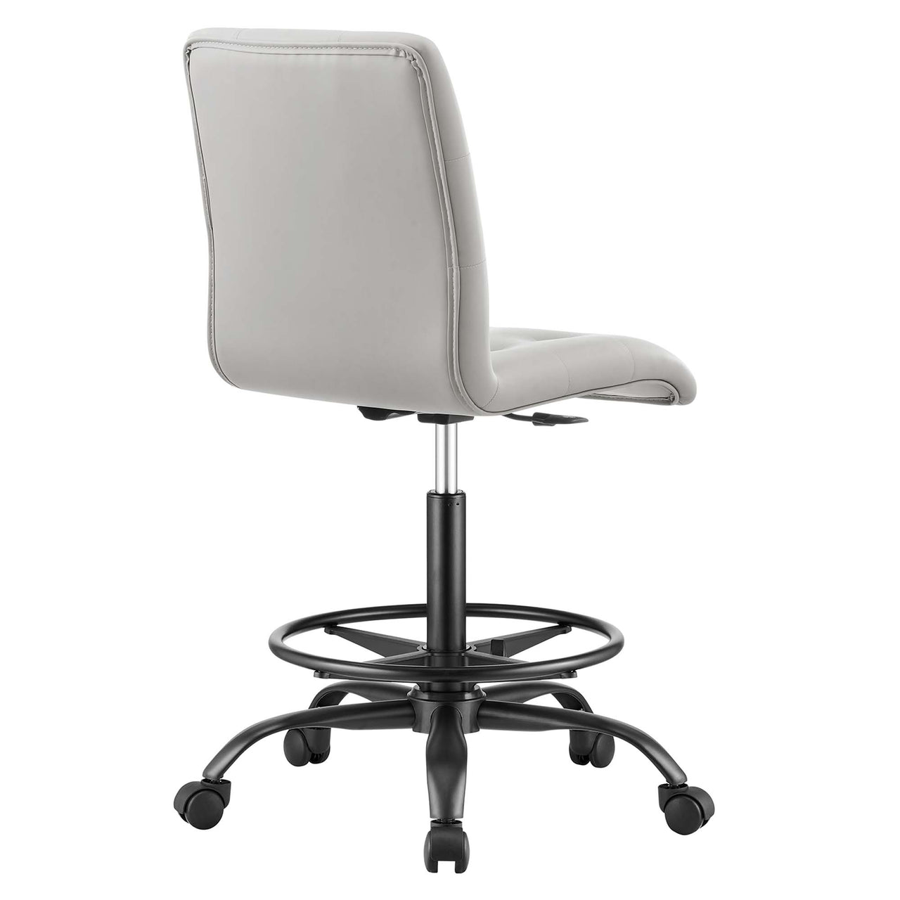 Quartz Armless Eco-Leather Drafting Chair, Black & Light Gray