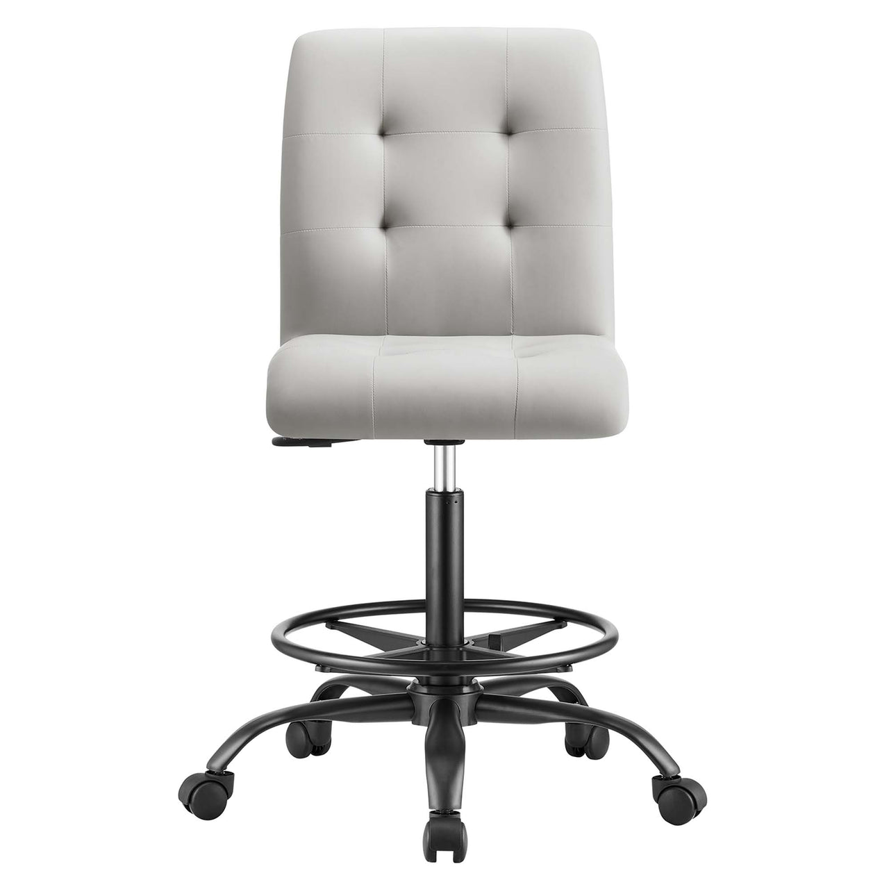 Quartz Armless Eco-Leather Drafting Chair, Black & Light Gray
