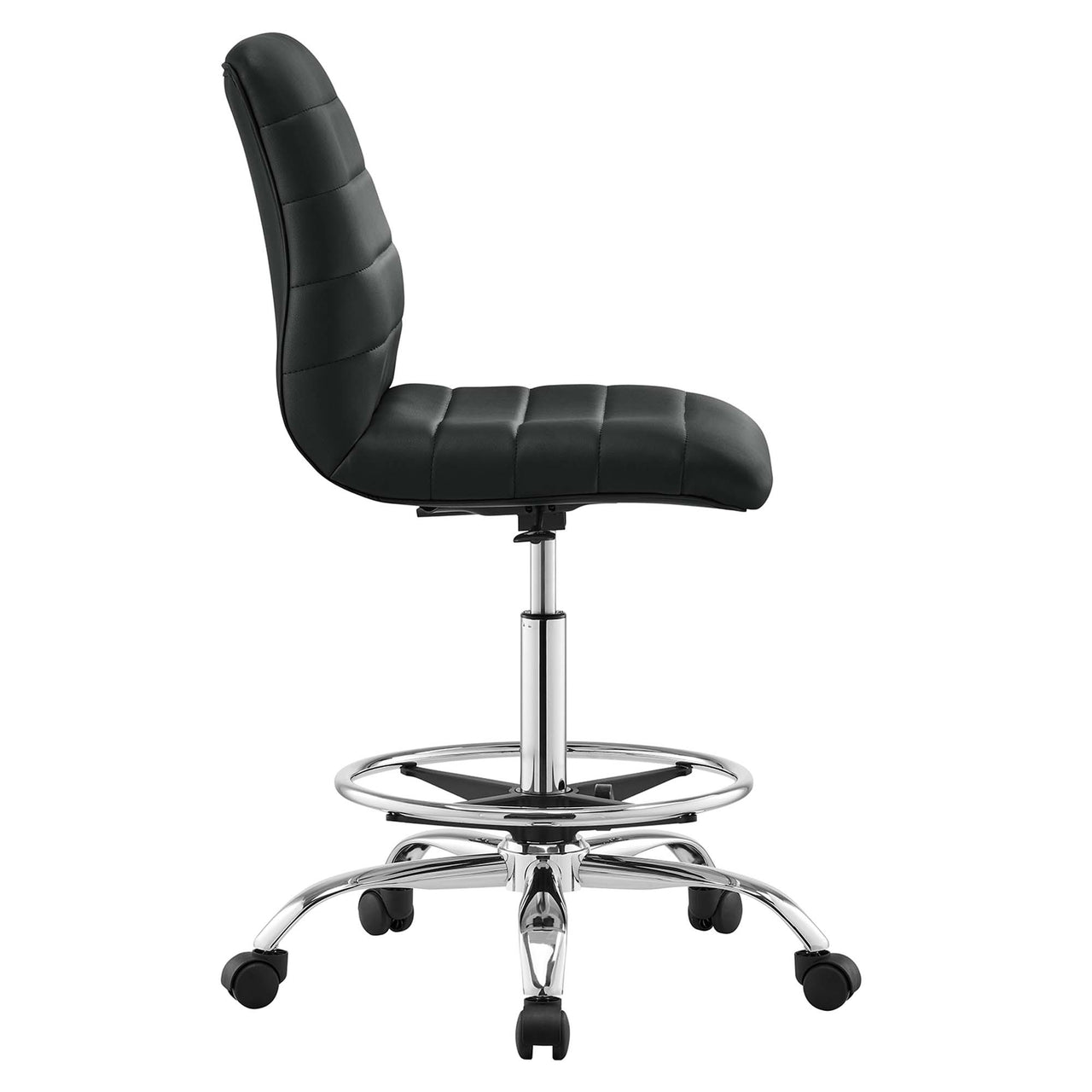 Drift Armless Eco-Leather Drafting Chair, Silver & Black