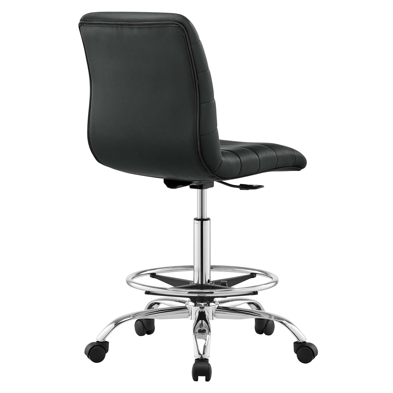 Drift Armless Eco-Leather Drafting Chair, Silver & Black