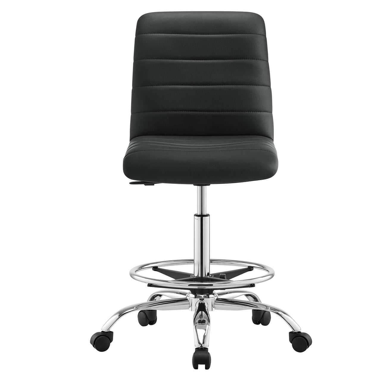 Drift Armless Eco-Leather Drafting Chair, Silver & Black