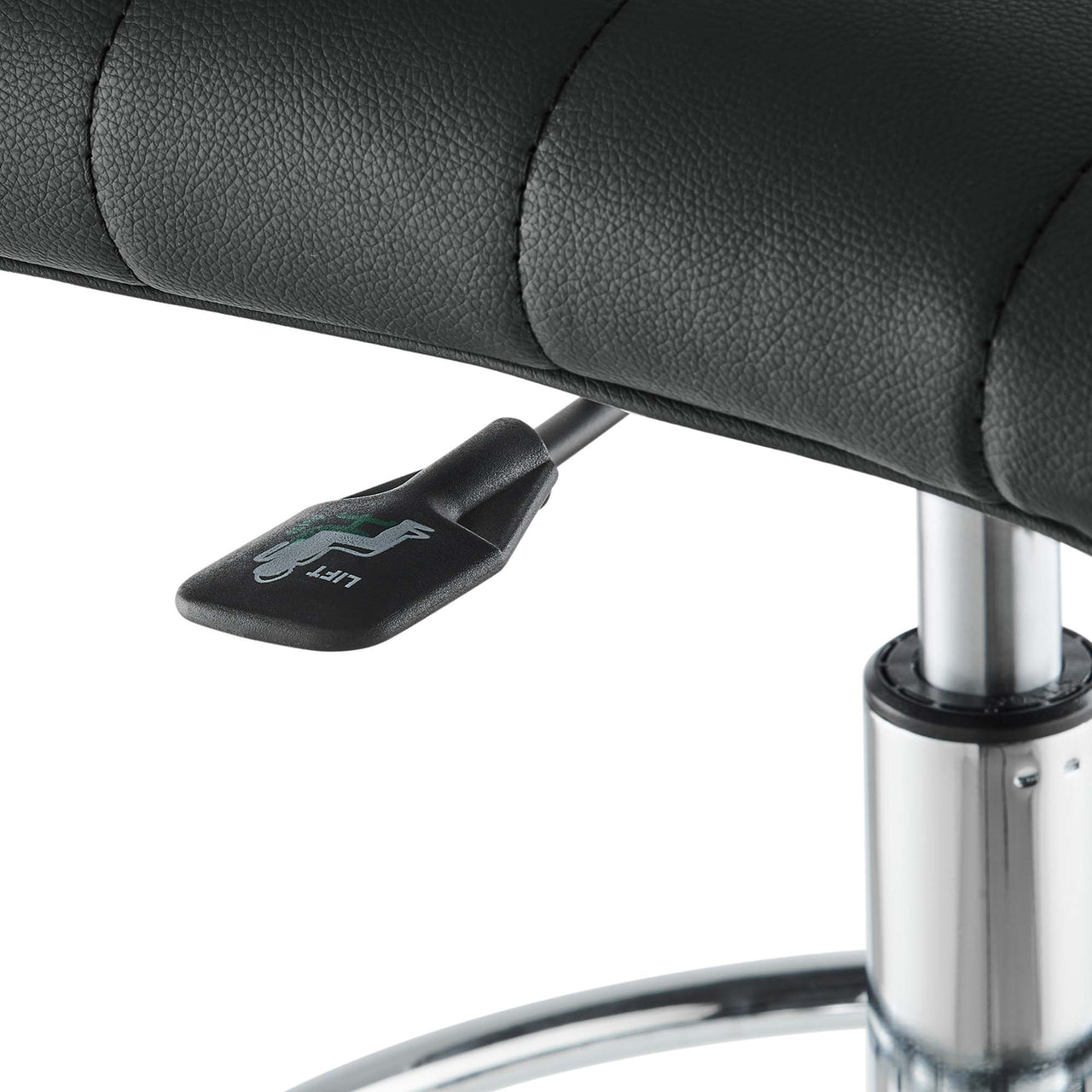 Drift Armless Eco-Leather Drafting Chair, Silver & Black