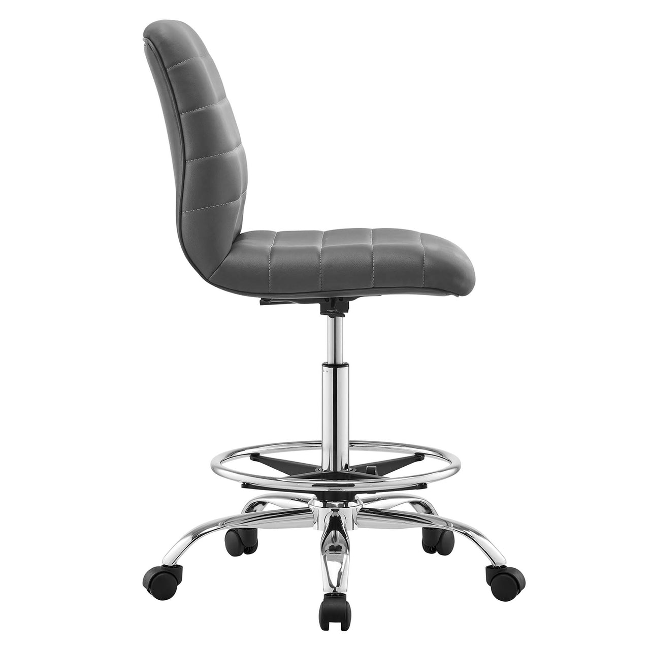 Drift Armless Eco-Leather Drafting Chair, Silver & Gray