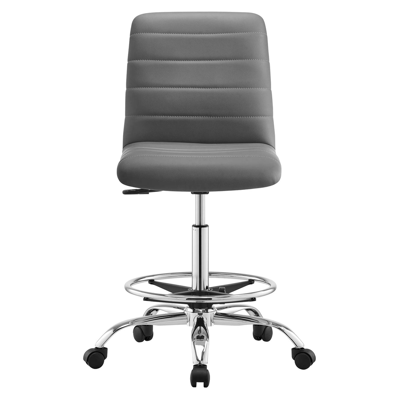 Drift Armless Eco-Leather Drafting Chair, Silver & Gray