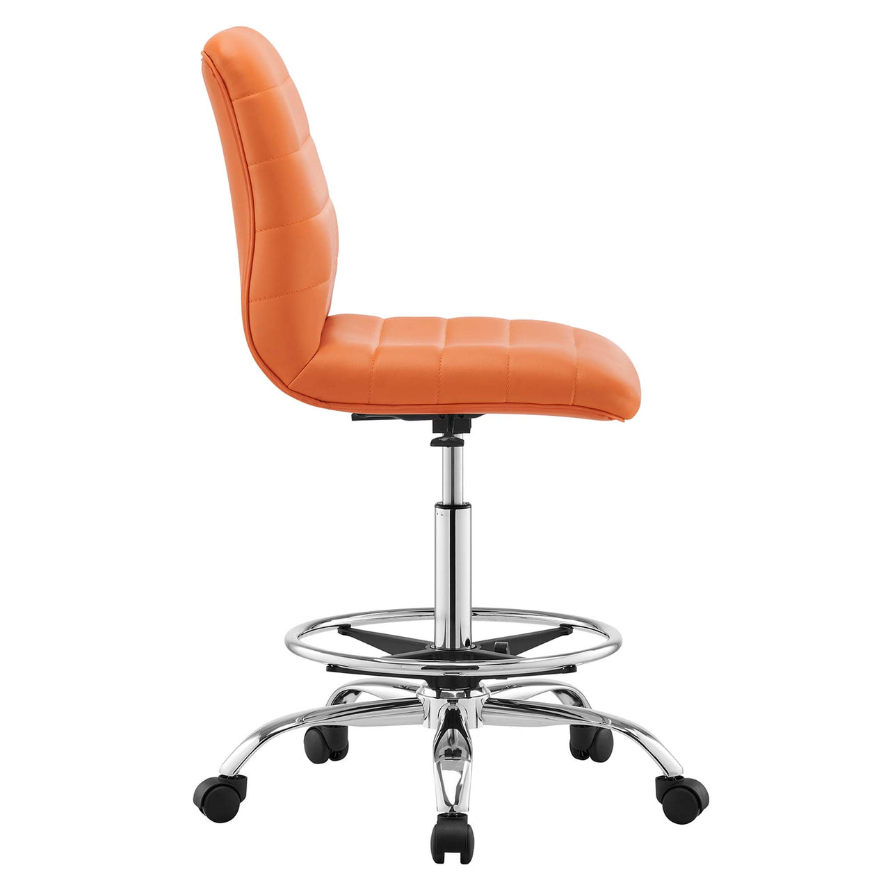 Drift Armless Eco-Leather Drafting Chair, Silver & Orange