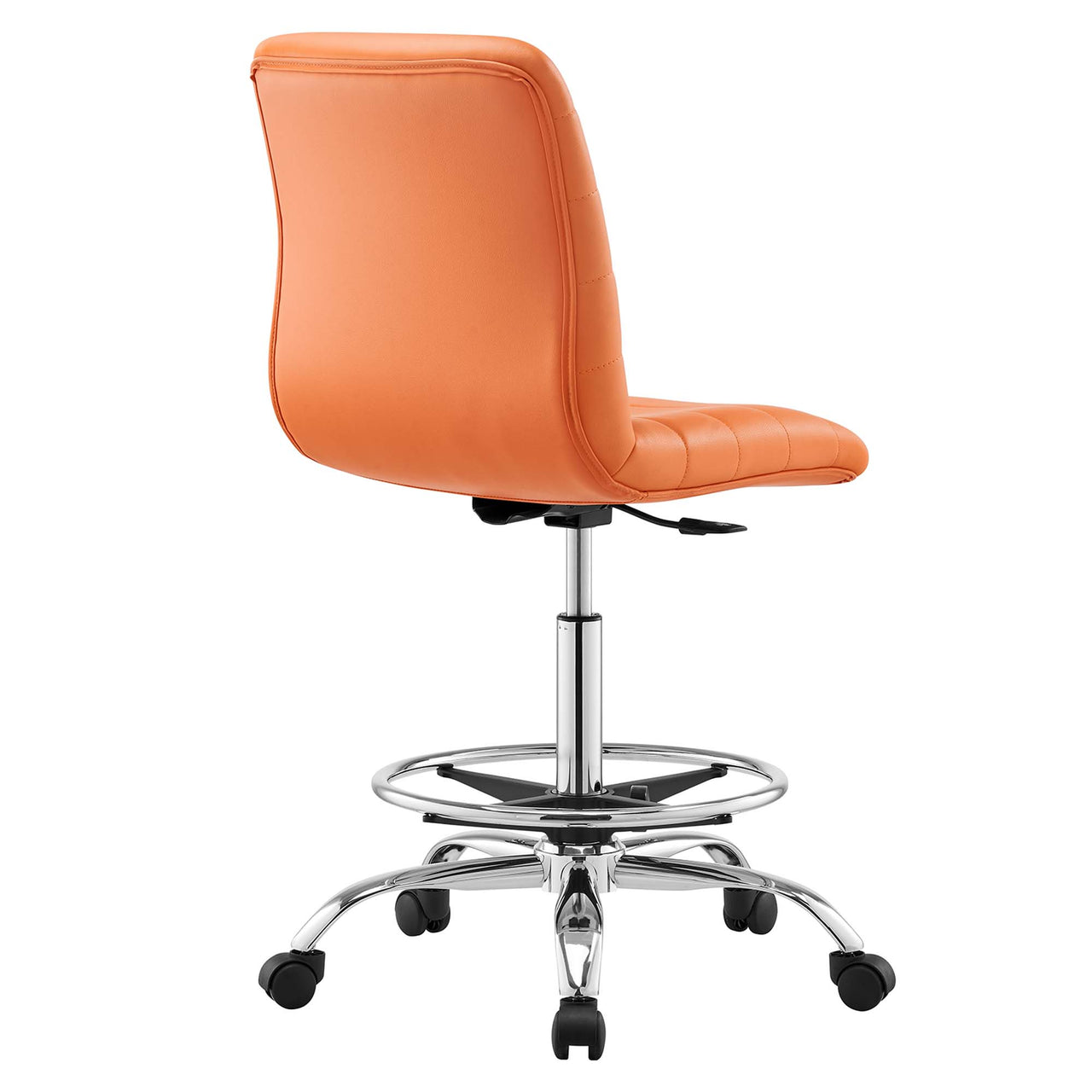Drift Armless Eco-Leather Drafting Chair, Silver & Orange
