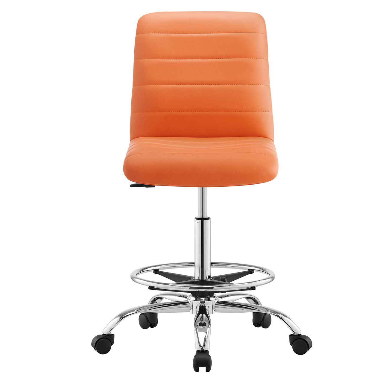 Drift Armless Eco-Leather Drafting Chair, Silver & Orange
